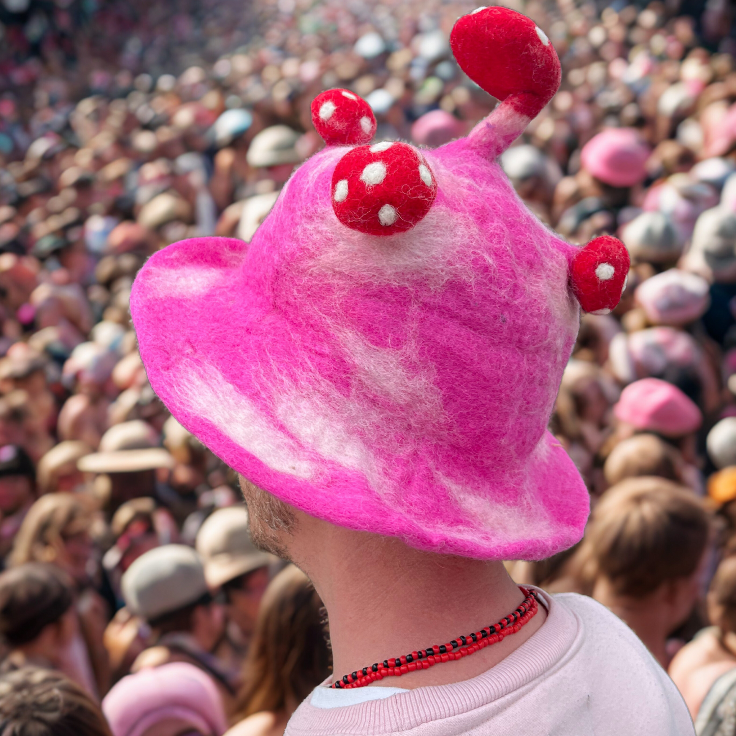 Chapeau melon en feutre - Rose vif