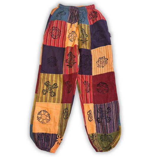 Sari nomade - Pantalon champignon - Motifs imprimés en bloc - Tons orange (L/XL)
