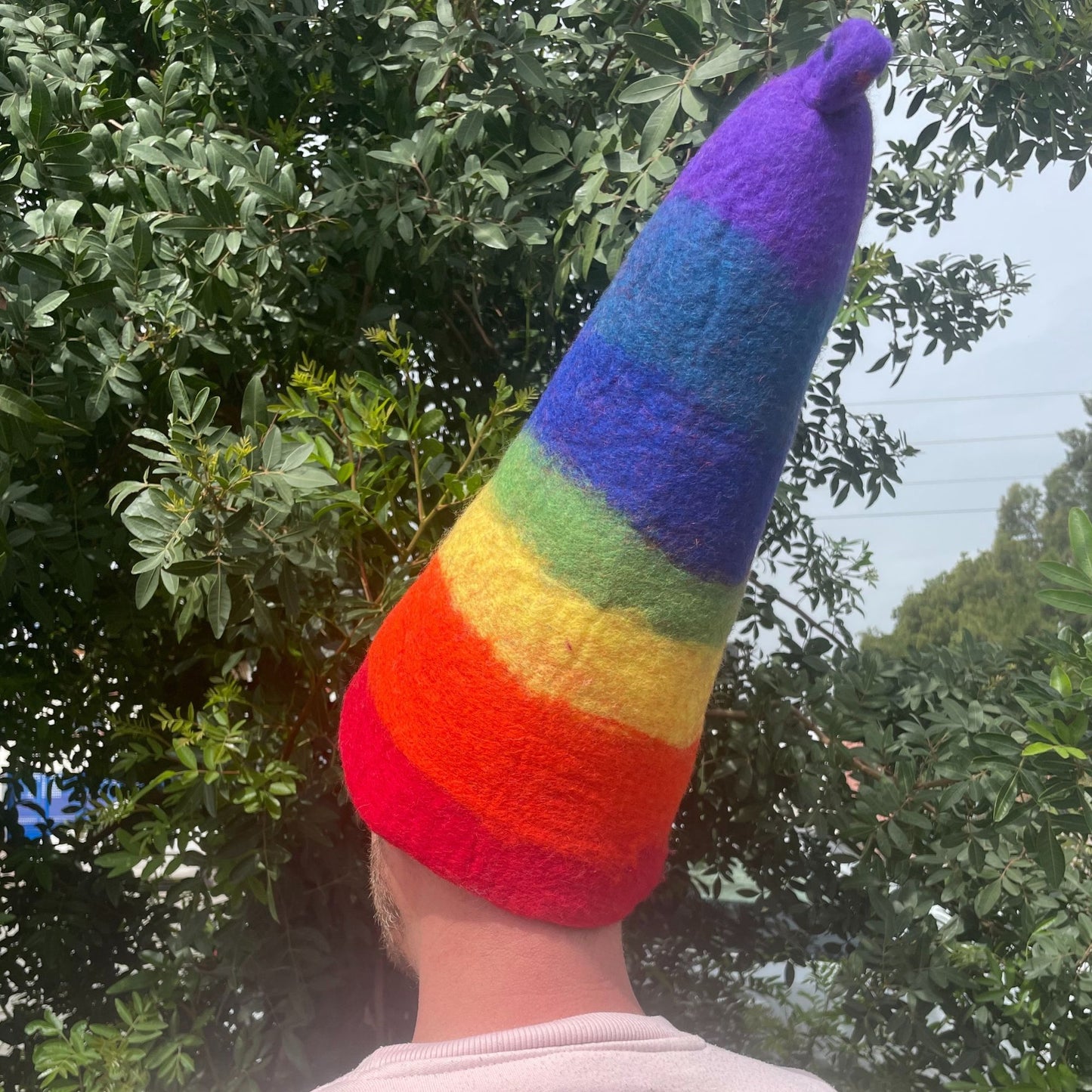 Chapeau de sorcier en feutre pour sauna - Arc-en-ciel