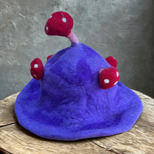 Chapeau melon en feutre - Brume violette rêveuse