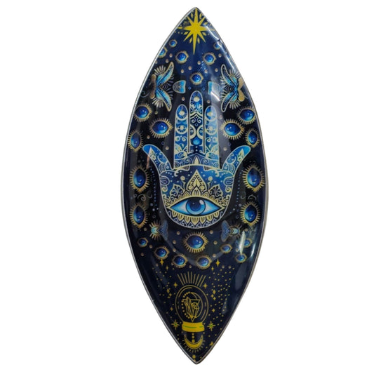 Porte-encens émaillé - Aluminium - Hamsa bleu