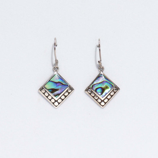 Boucles d'oreilles coquillage et argent - Carré à pois - Abalone