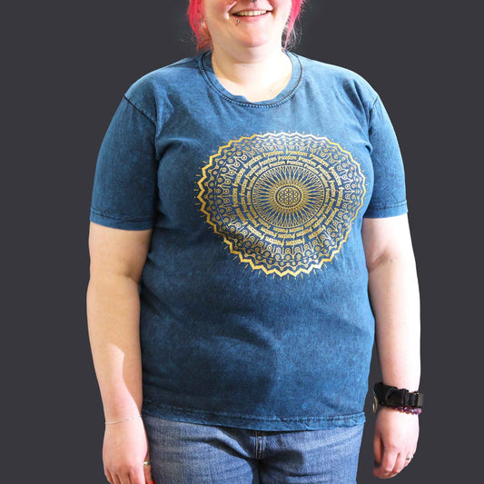 T-shirt sari nomade extra large - Mandala - Bleu
