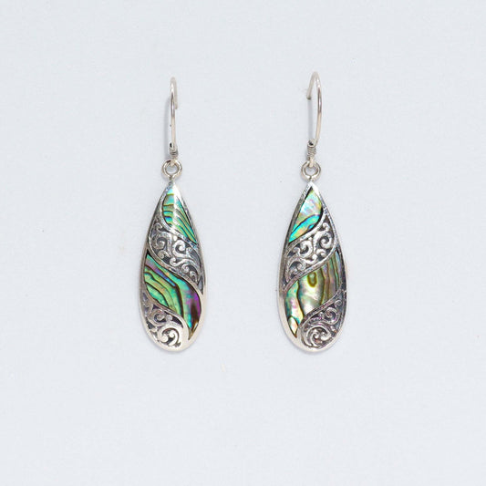 Boucles d'oreilles coquillage et argent - Longue larme - Ormeau