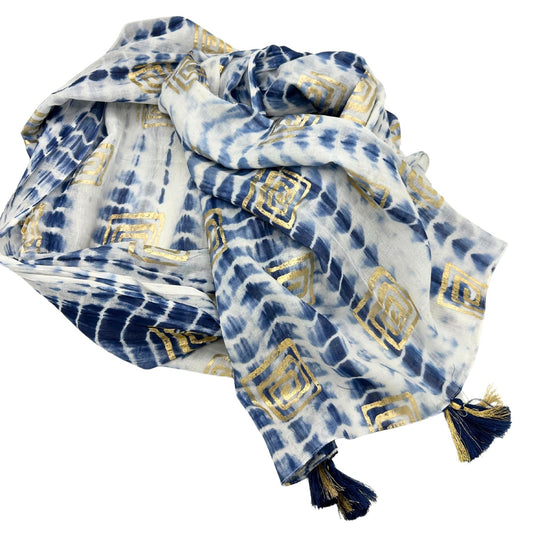 Collection Nomad : sarong méditerranéen, tie-dye bleu et imprimé