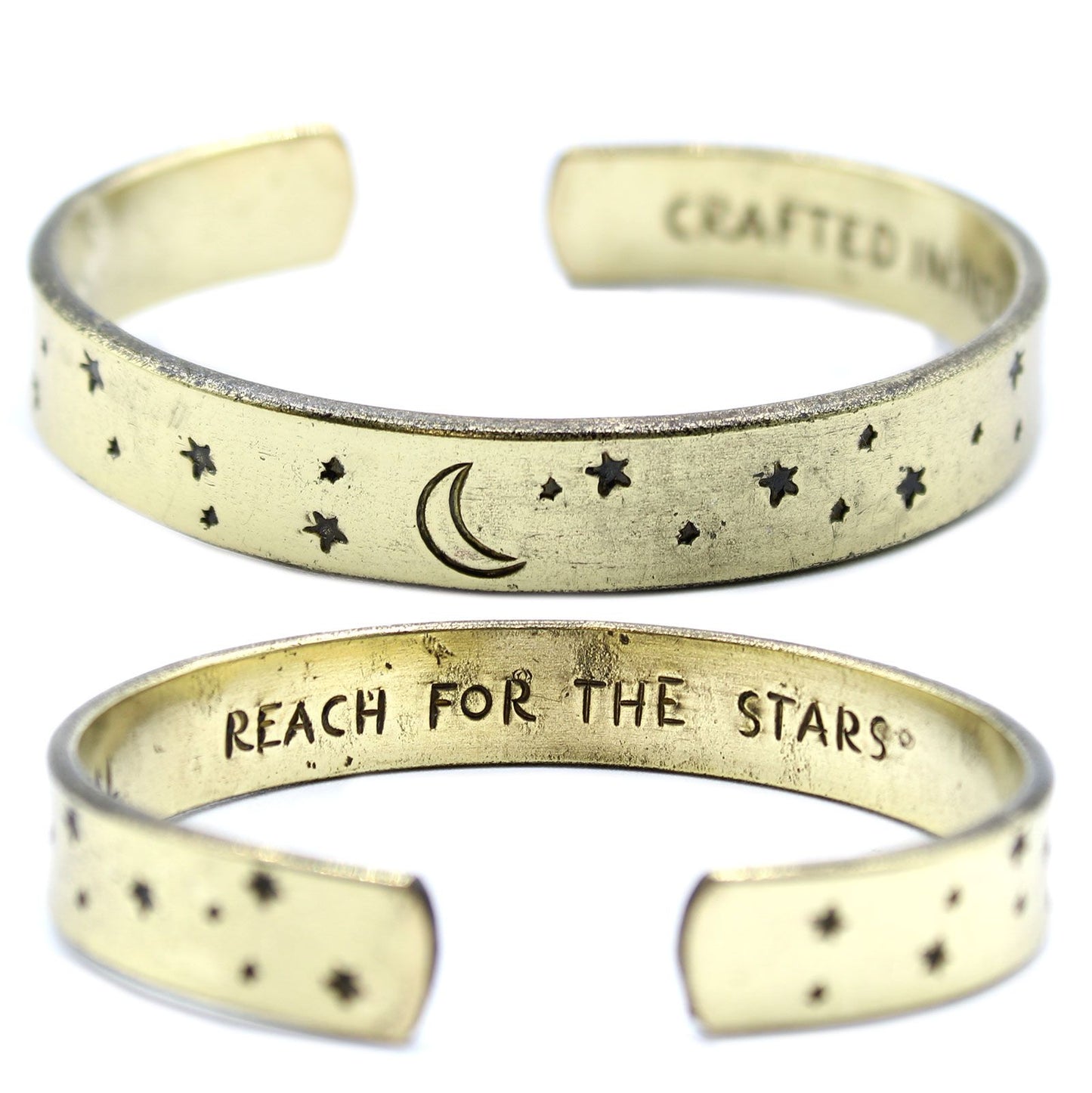 Bracelet inspirant - Lever de soleil en laiton, galaxie, étoiles, terre