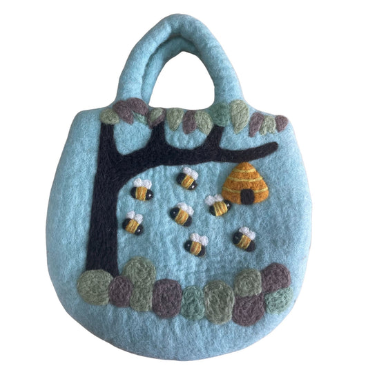 Sac en feutre en forme d'arbre et de ruche - 35 x 27 cm