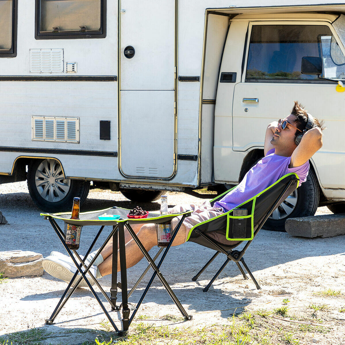 Table de camping pliante en tissu Cafolby InnovaGoods avec housse